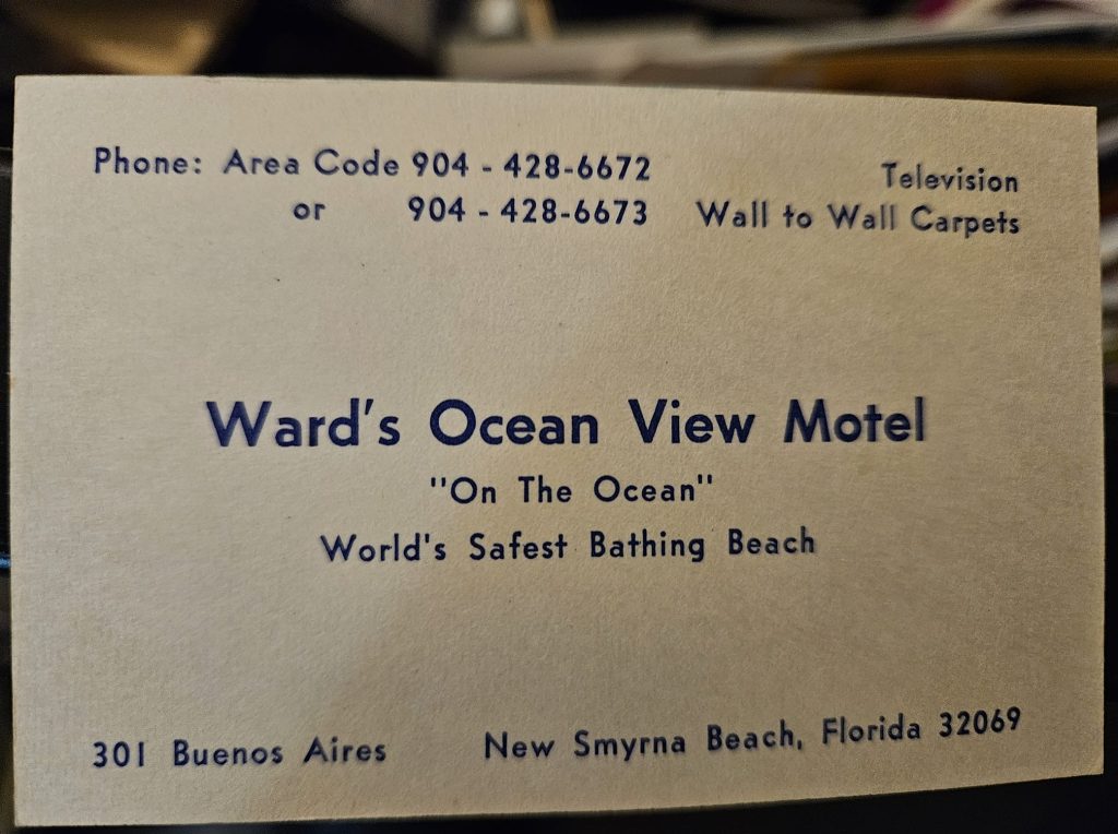 Ward's Ocean View Hotel Business Card